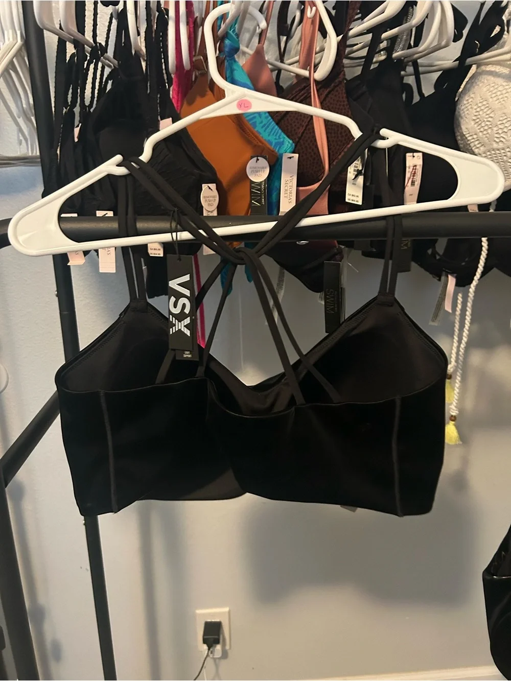 Victoria's Secret Black Satin Bralette with Strappy Back Detail VSX
